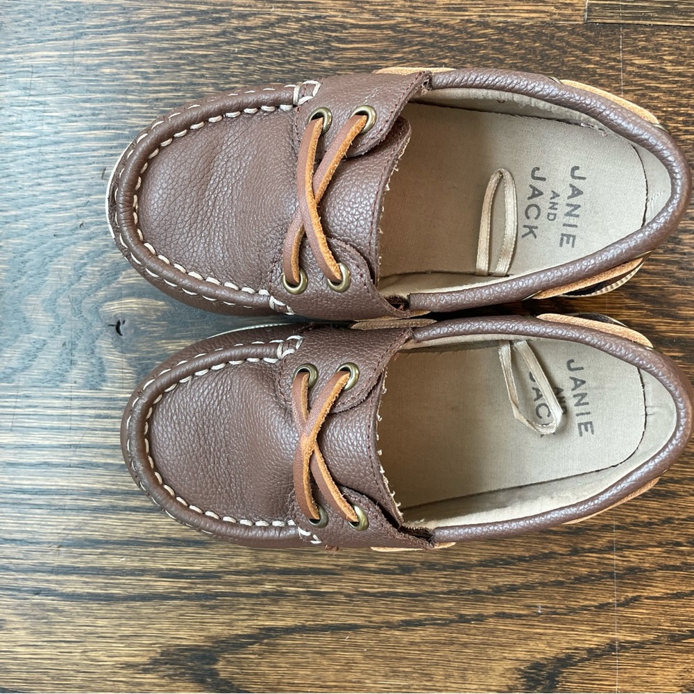 Janie and Jack Leather Boat Shoe , size 8